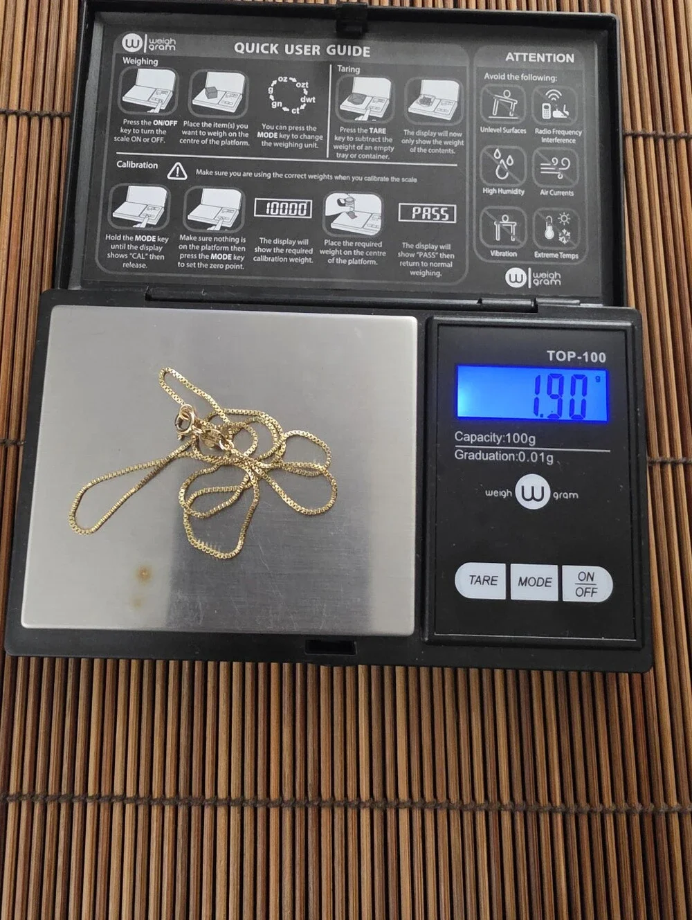 925 Silver Box Yellow Gold Chain